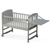 Teknum 7-in-1Convertible Kids Bed & Bedside Crib With Mattress, Mosquito Net & Detachable Wheels - Grey