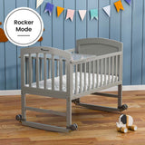 Teknum 7-in-1Convertible Kids Bed & Bedside Crib With Mattress, Mosquito Net & Detachable Wheels - Grey
