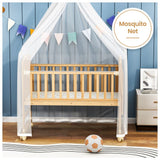 Teknum 7-in-1Convertible Kids Bed & Bedside Crib With Mattress, Mosquito Net & Detachable Wheels - Natural Wood