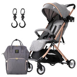 Teknum Explorer Travel Stroller With Diaper Bag And Stroller Hooks - Grey