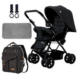 Teknum Reversible Look At Me Stroller With Diaper Bag And Accessories - Black