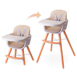 Teknum Premium Dual Height Wooden High Chair - Ivory