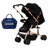 Teknum Reversible Trip Stroller With Ace Diaper Bag - Black