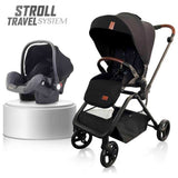 Teknum Stroll-1 Travel System With Reversible Stroller And Compacto Baby Car Seat - Black
