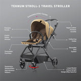 Teknum Stroll-1 Reversible Travel Stroller - Khaki