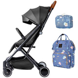 Teknum Travel Lite Stroller Black And Sunveno Unicorn Diaper Bag And Clutch Combo
