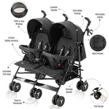 Teknum Twin Stroller Fellow - Black