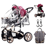 Teknum 3-in-1 Pram Stroller Story, Sunveno Diaper Bag & Hooks - Wine Grey