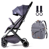 Teknum Grey Travel Lite Stroller With Sunveno Diaper Bag Black With Hooks