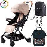 Teknum Travel Lite Stroller - Khaki + Sunveno Diaper Bag With Usb - Black Embroidery And Stroller Hooks