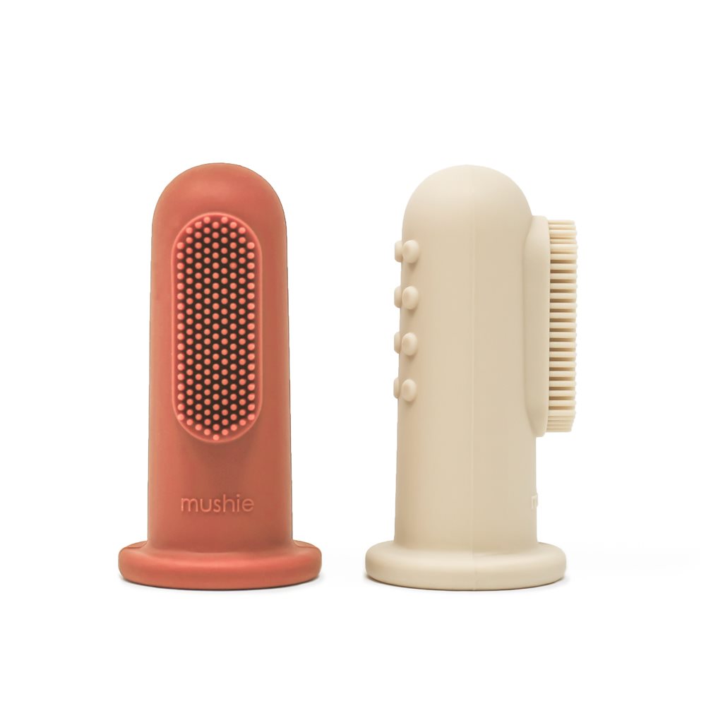 Mushie Finger Toothbrush Clay/Shifting Sand - Laadlee