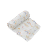 Little Unicorn Deluxe Muslin Single Swaddle - Rainbows & Raindrops