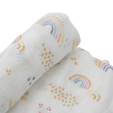 Little Unicorn Deluxe Muslin Single Swaddle - Rainbows & Raindrops