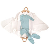 Anvi Baby Knotted Gown & Beanie Set - Soft Sage