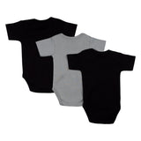 Babies Basic Short Sleeves Romper Bodysuit Pack of 3 - Black , Navy And Grey