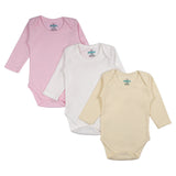 Babies Basic Long Sleeves Romper Bodysuit Pack of 3 - Pink, Lemon And Cream
