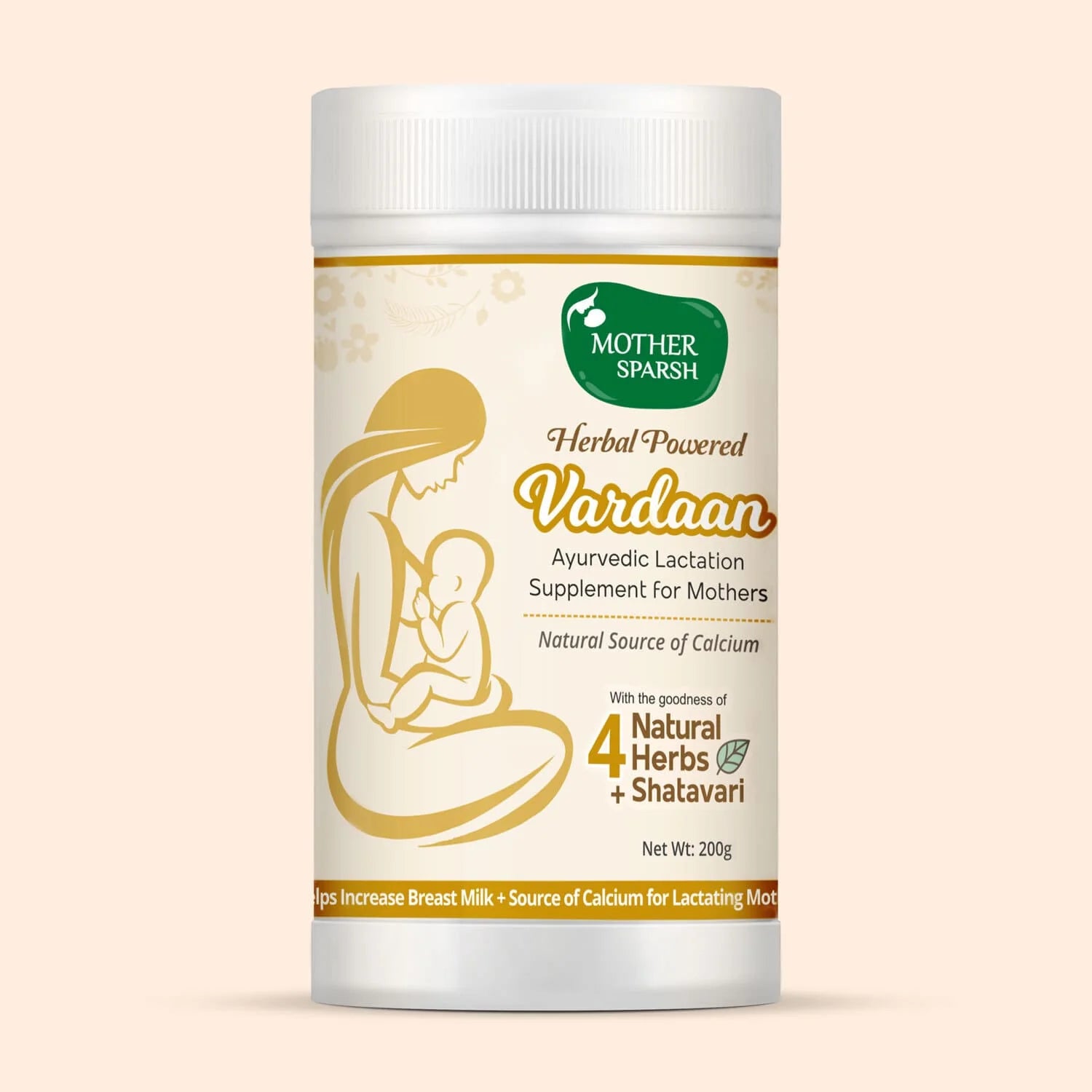 Mother Sparsh Herbal Powered Vardaan - Ayurvedic Lactation Supplement for Mothers - 200gm - Laadlee