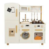 Little Angel Wooden Kitchen Pretend Interactive Play Set - Cream