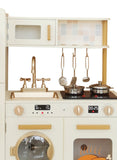 Little Angel Wooden Kitchen Pretend Interactive Play Set - Cream