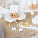 Little Angel Kids Wooden Princess Dressing Table Playset With Mirror & Stool - White