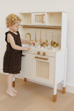 Little Angel Kids Beautiful Wooden Kitchen Pretend Play Interactive Set - White