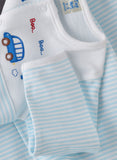 Tiny Hug Baby Boys Striped Car Print Footed Sleepsuit