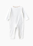 Tiny Hug Baby Boys' Cotton Knit Sleepsuit - White & Beige