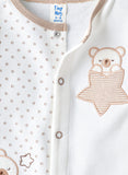 Tiny Hug Baby Boys' Cotton Knit Sleepsuit - White & Beige
