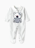 Tiny Hug Baby Boys' Cotton Knit Sleepsuit - White & Blue