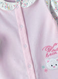 Tiny Hug Baby Girls Cotton Knit Sleepsuit - Floral Pink