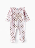 Tiny Hug Baby Girls Cotton Knit Sleepsuit - Polka Dot Pink