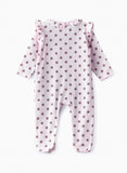 Tiny Hug Baby Girls Cotton Knit Sleepsuit - Polka Dot Pink