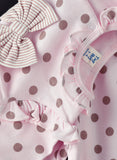 Tiny Hug Baby Girls Cotton Knit Sleepsuit - Polka Dot Pink