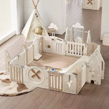 Megastar Windmill Multi-Activity Baby Playpen with Slide, Swing, Writing Board & Basket Ball Ring