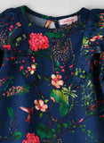 Jelliene Girls Floral Ruffle Detail Long-Sleeve Top - Blue