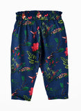 Jelliene Girls Floral Print Elastic Waist Pants - Blue
