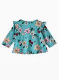 Jelliene Girls Floral Print Long-Sleeve Top - Aqua