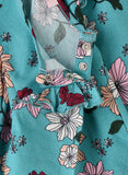 Jelliene Girls Floral Print Long-Sleeve Top - Aqua