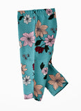 Jelliene Girls Floral Print Elastic Waist Leggings - Aqua