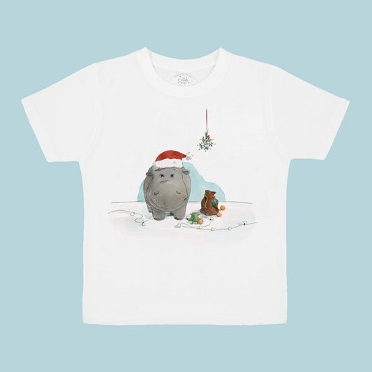 The Crush Series Hippo Christmas T-Shirt For Children - Laadlee