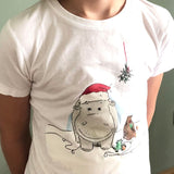 The Crush Series Hippo Christmas T-Shirt For Children - Laadlee