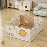 Lovely Baby Kids Space Playpen With Busyboard & Basketball Hoop 10pcs - White