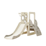 Lovely Baby Slide With Climbing Wall & Basketball Hoop - White