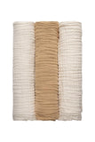 Anvi Baby Set of 3- Organic 6 layered Muslin Bath Towel - Beige/White/White