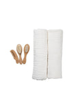 Anvi Baby Hairbrush Set + Bath Towels 2pcs - White