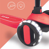 Ziggy 3-Wheel Tilt Scooter With LED light - Red