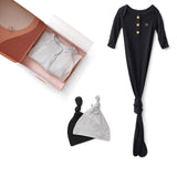 Anvi Baby Grey Zipper Romper+ Black Knotted Gown