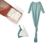 Anvi Baby White Zipper Romper+ Soft Sage Knotted Gown