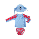Zoocchini Baby Swim Set -Rash Guard Top, Swim Diaper & Sun Hat - Seal