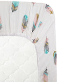 Anvi Baby Organic Bamboo Muslin Fitted Sheet - Plush Feathers